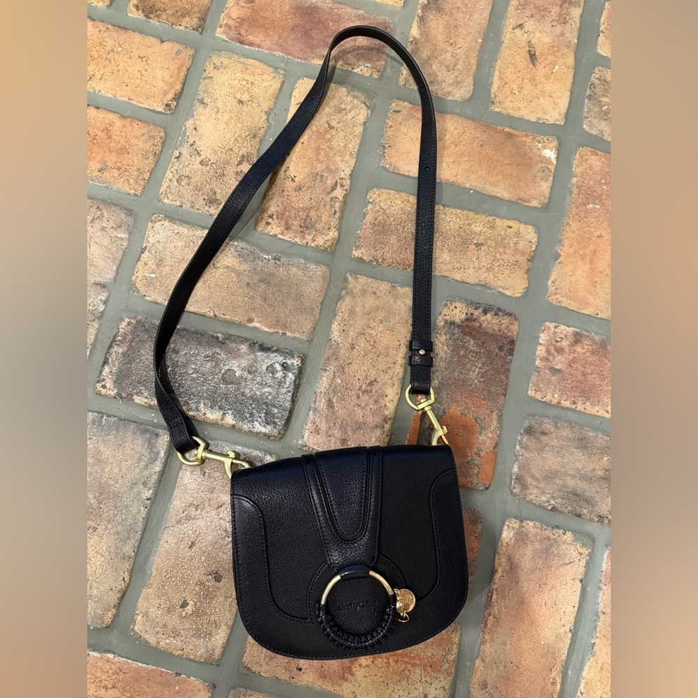 See By Chloe Black Crossbody Bag with Gold Accents